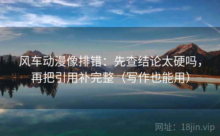 风车动漫像排错：先查结论太硬吗，再把引用补完整（写作也能用）